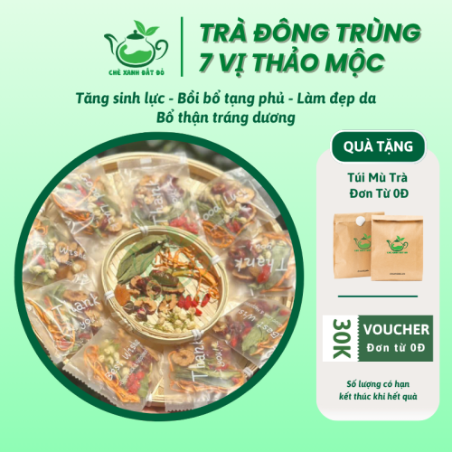 trà đông trùng hạ thảo 7 vị thảo mộc